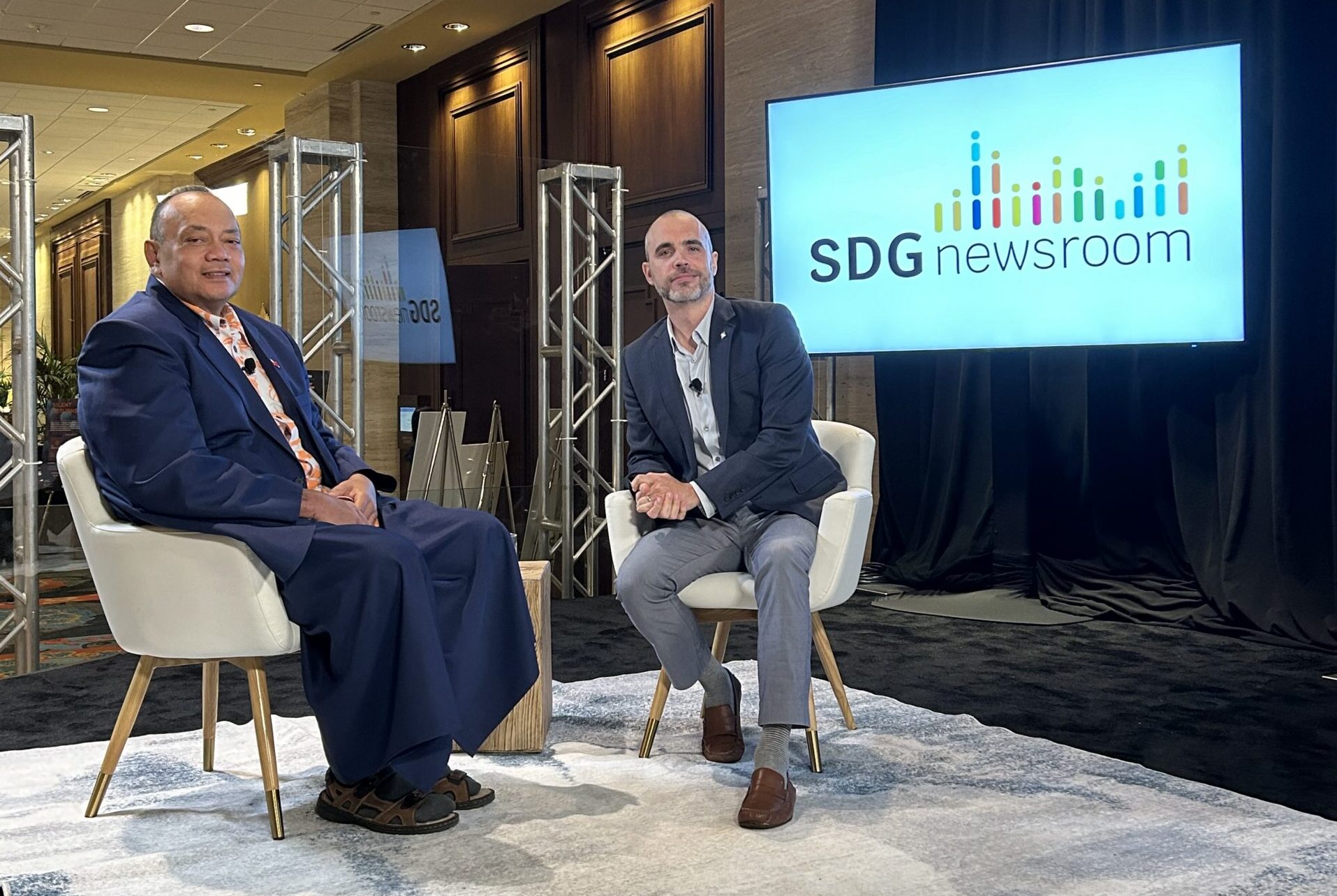 SDG News's Matt Tranchin sitting in SDG Newsroom