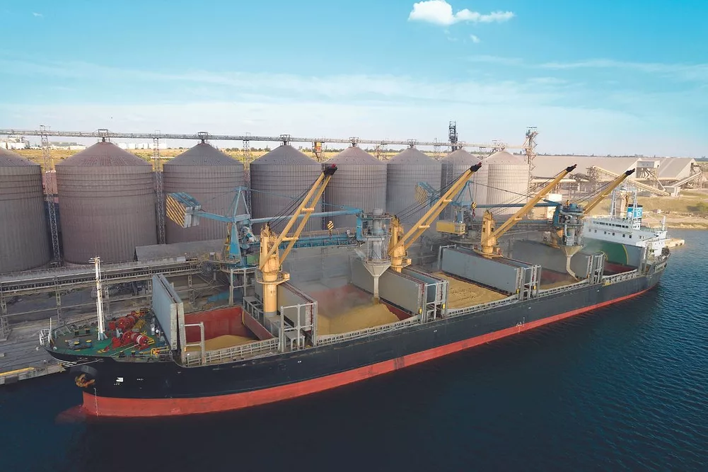 Grain bulk carrier in the Black Sea, a corridor central to global food security