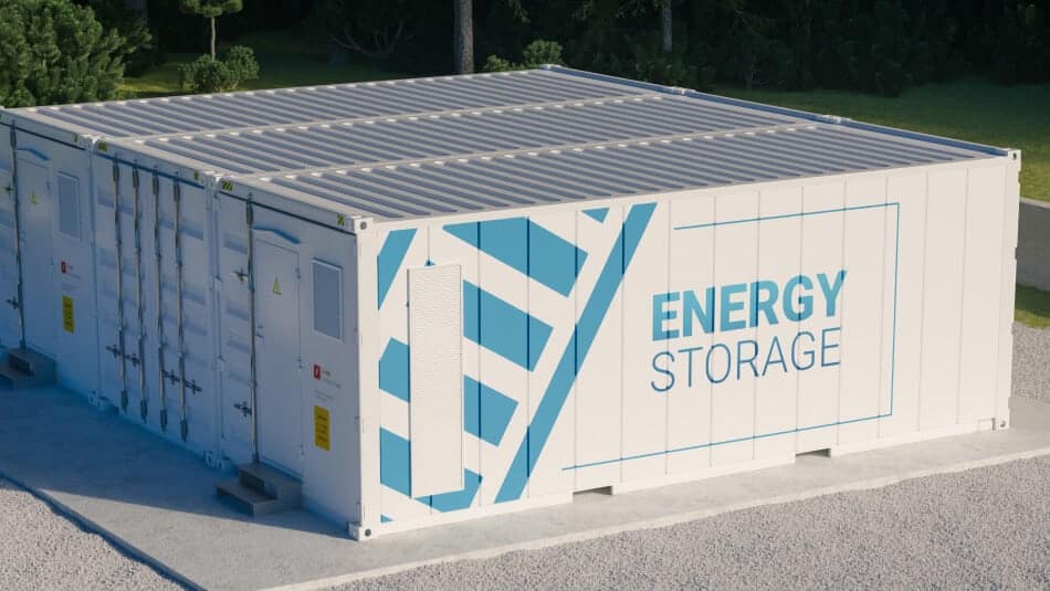 Grid-scale battery storage installation, increasingly treated as energy security infrastructure