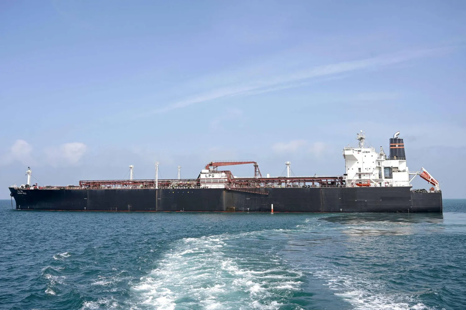Oil tanker anchored near the Strait of Hormuz amid expanded Iran sanctions