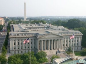 U.S. Treasury Department building in Washington as quantum readiness moves up the financial agenda